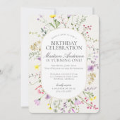 Little Wildflower Boho Floral Birthday Party 招待状 (正面)