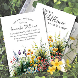Little Wildflower Boho Garden Floral Baby Shower  招待状