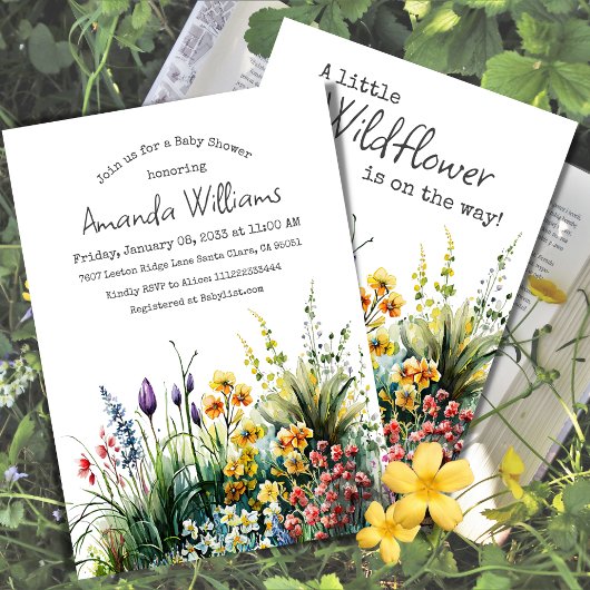 Little Wildflower Boho Garden Floral Baby Shower 招待状