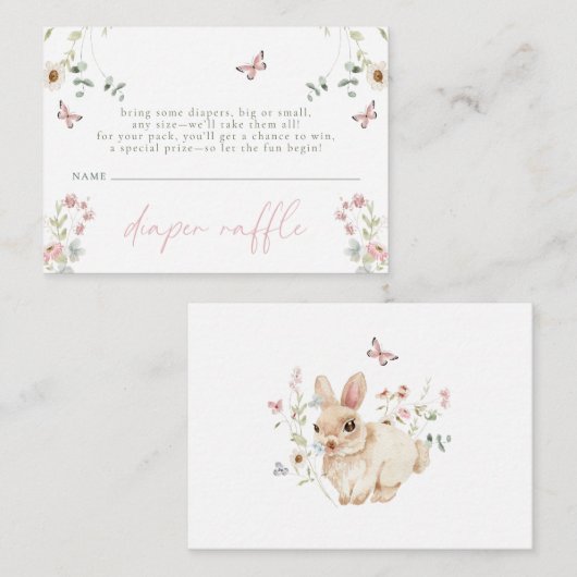 Little Wildflower Butterfly Girl Baby Shower エンクロージャーカード (正面/裏面)