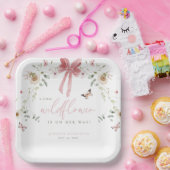 Little Wildflower Butterfly Girl Baby Shower ペーパープレート (パーティー)