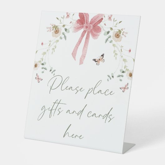 Little Wildflower Butterfly Girl Baby Shower 台座サイン (正面)