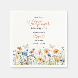 Little Wildflower Butterfly Meadow 1st Birthday スタンダードカクテルナプキン
