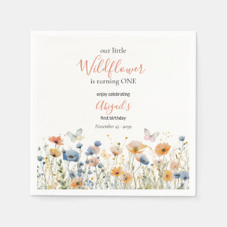 Little Wildflower Butterfly Meadow 1st Birthday スタンダードカクテルナプキン