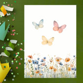 Little Wildflower Butterfly Meadow 1st Birthday 招待状