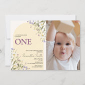 Little Wildflower Eutique 1st Birthday Photo 招待状 (正面)