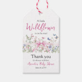 Little Wildflower Floral Girl Pink Bow Baby Shower ギフトタグ (正面)