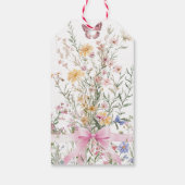 Little Wildflower Floral Girl Pink Bow Baby Shower ギフトタグ (裏面)