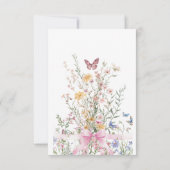 Little Wildflower Floral Girl Pink Bow Baby Shower サンキューカード (裏面)