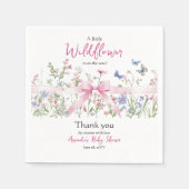 Little Wildflower Floral Girl Pink Bow Baby Shower スタンダードカクテルナプキン (正面)