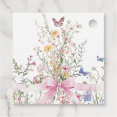Little Wildflower Floral Girl Pink Bow Baby Shower フェイバータグ (裏面)