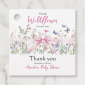 Little Wildflower Floral Girl Pink Bow Baby Shower フェイバータグ (正面)