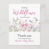 Little Wildflower Floral Girl Pink Bow Baby Shower ポストカード (正面)