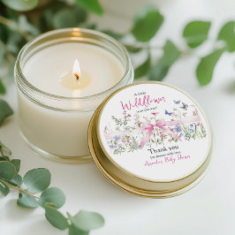 Little Wildflower Floral Girl Pink Bow Baby Shower ラウンドシール