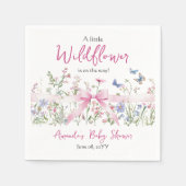 Little Wildflower Floral Pink Bow Girl Baby Shower スタンダードカクテルナプキン (正面)