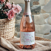 Little Wildflower Floral Pink Bow Girl Baby Shower スパークリングワインラベル