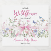 Little Wildflower Floral Pink Bow Girl Baby Shower スパークリングワインラベル (シングルラベル)