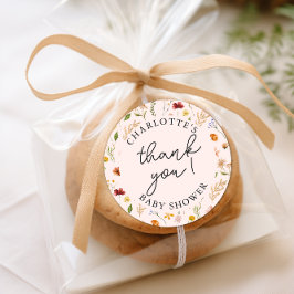 Little Wildflower Girl Baby Showerありがとう ラウンドシール