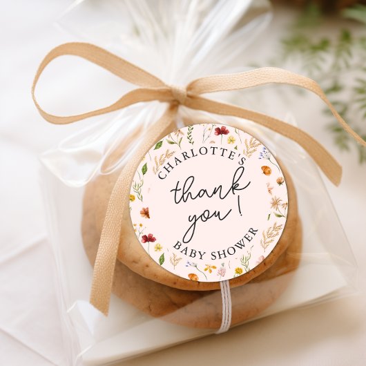 Little Wildflower Girl Baby Showerありがとう ラウンドシール