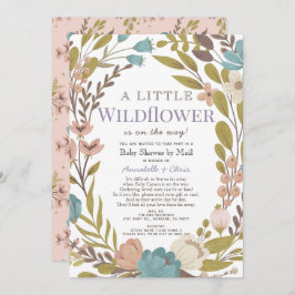 Little Wildflower Girl Baby Shower by Mail 招待状