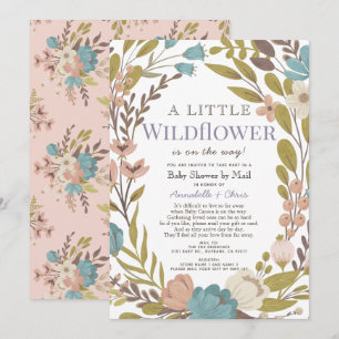 Little Wildflower Girl Baby Shower by Mail 招待状