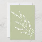 Little Wildflower Handdrawn Sage Green Baby Shower 招待状 (裏面)