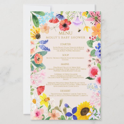 Little wildflower mama to Bee Baby Showerメニュー (正面)