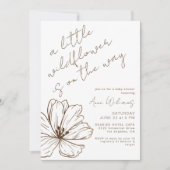 Little Wildflower Neutral Handwritten Baby Shower 招待状 (正面)