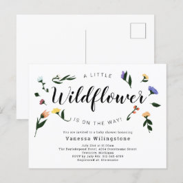 Little Wildflower on the Wayフローラ赤ちゃんシャワー インビテーションポストカード