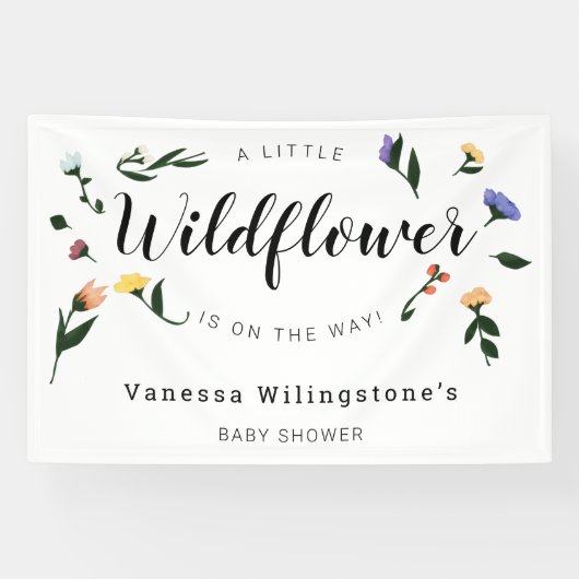 Little Wildflower on the Wayフローラ赤ちゃんシャワー 横断幕 (横)