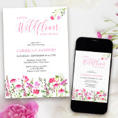 Little Wildflower on the Way Pink Girl Baby Shower 招待状