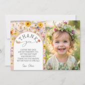 Little Wildflower Photo Birthday Partyカー感謝していド 招待状 (正面)