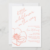Little Wildflower Pink Handwritten Baby Shower 招待状 (正面)