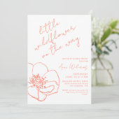 Little Wildflower Pink Handwritten Baby Shower 招待状 (スタンド正面)