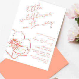 Little Wildflower Pink Handwritten Baby Shower 招待状