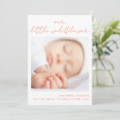 Little Wildflower Pink Handwritten New Baby サンキューカード (スタンド正面)