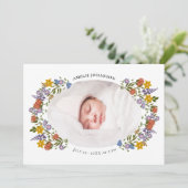 Little Wildflower Rlegant Oval Photo Baby Birth 案内状 (スタンド正面)