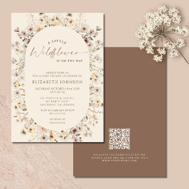 Little Wildflower Rustic QR Code Baby Shower  招待状