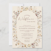 Little Wildflower Rustic QR Code Baby Shower  招待状 (正面)