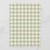 Little Wildflower Sage Green Gingham Baby Shower 招待状 (裏面)