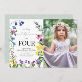 Little Wildflower Script誕生日写真 招待状