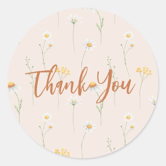 Little Wildflower Thank You Stickers ラウンドシール (正面)