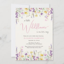 Little Wildflower Watercolor Baby Girl Shower 招待状