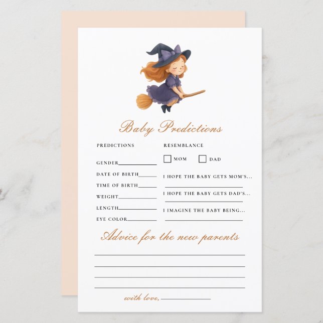 Little Witch Baby Shower Prediction Advice Game (正面/裏面)