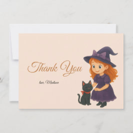 Little Witch & Cat Halloween Baby Shower サンキューカード