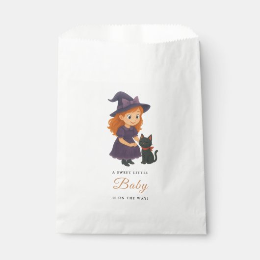 Little Witch & Cat | Halloween Girl Baby Shower フェイバーバッグ (正面)