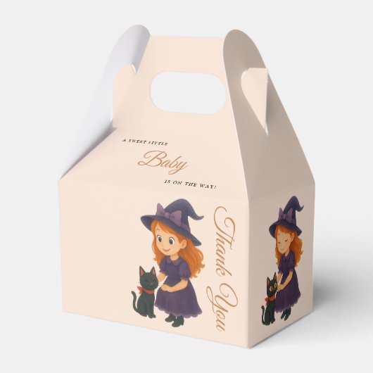 Little Witch & Cat | Halloween Girl Baby Shower フェイバーボックス (正面サイド)