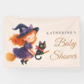 Little Witch & Cat | Halloween Girl Baby Shower 横断幕 (横)
