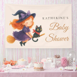 Little Witch & Cat | Halloween Girl Baby Shower 横断幕