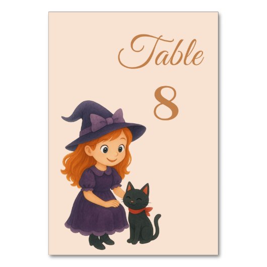 Little Witch & Cat Theme Halloween Baby Shower テーブルナンバー (正面)